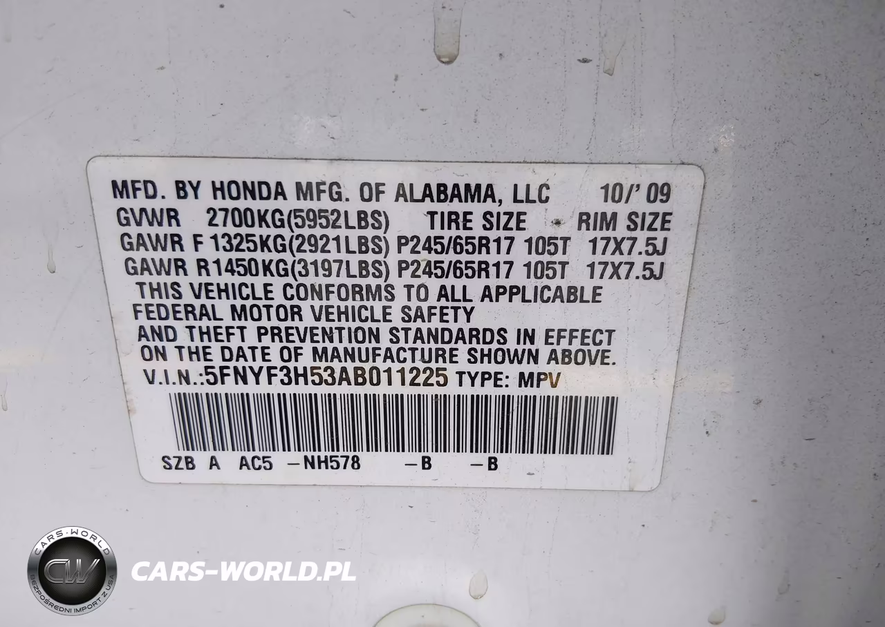 2010 Honda Pilot Ex-L VIN:5FNYF3H53AB011225 - 9