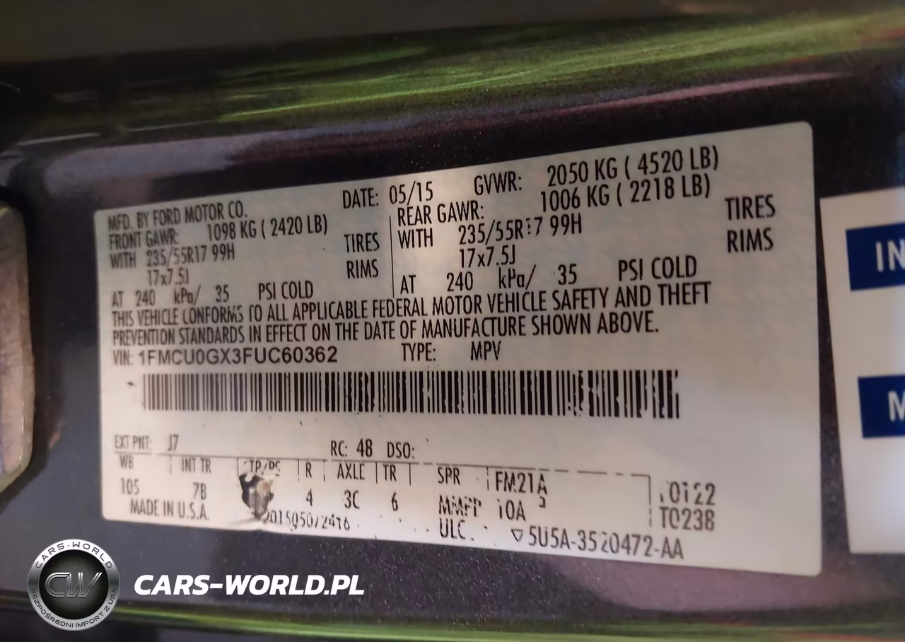 2015 Ford Escape Se VIN:1FMCU0GX3FUC60362 - 9