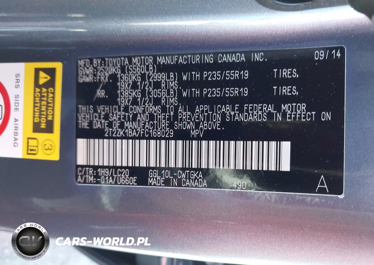 2015 Lexus Rx 350 VIN:2T2ZK1BA7FC168029 - 9