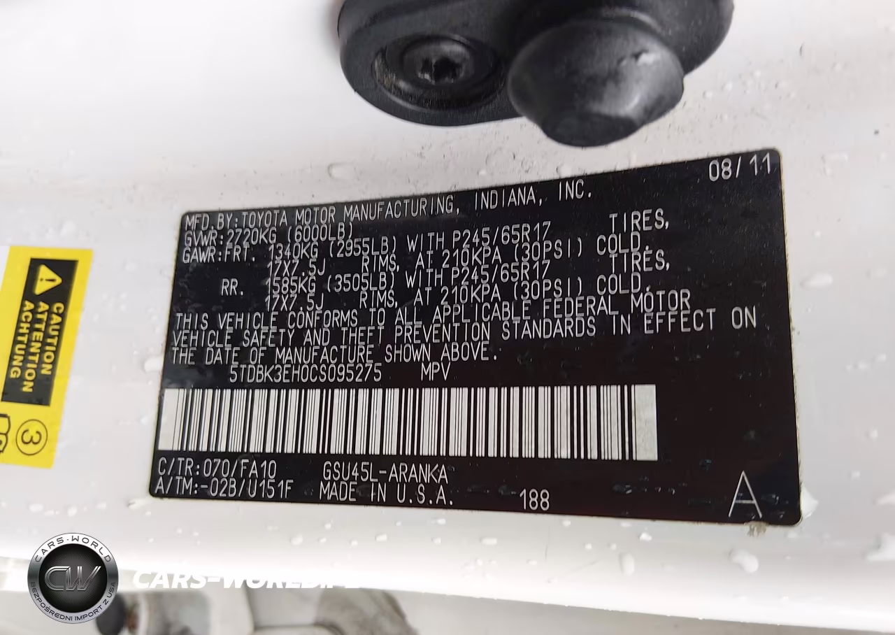 2012 Toyota Highlander Base V6 VIN:5TDBK3EH0CS095275 - 9