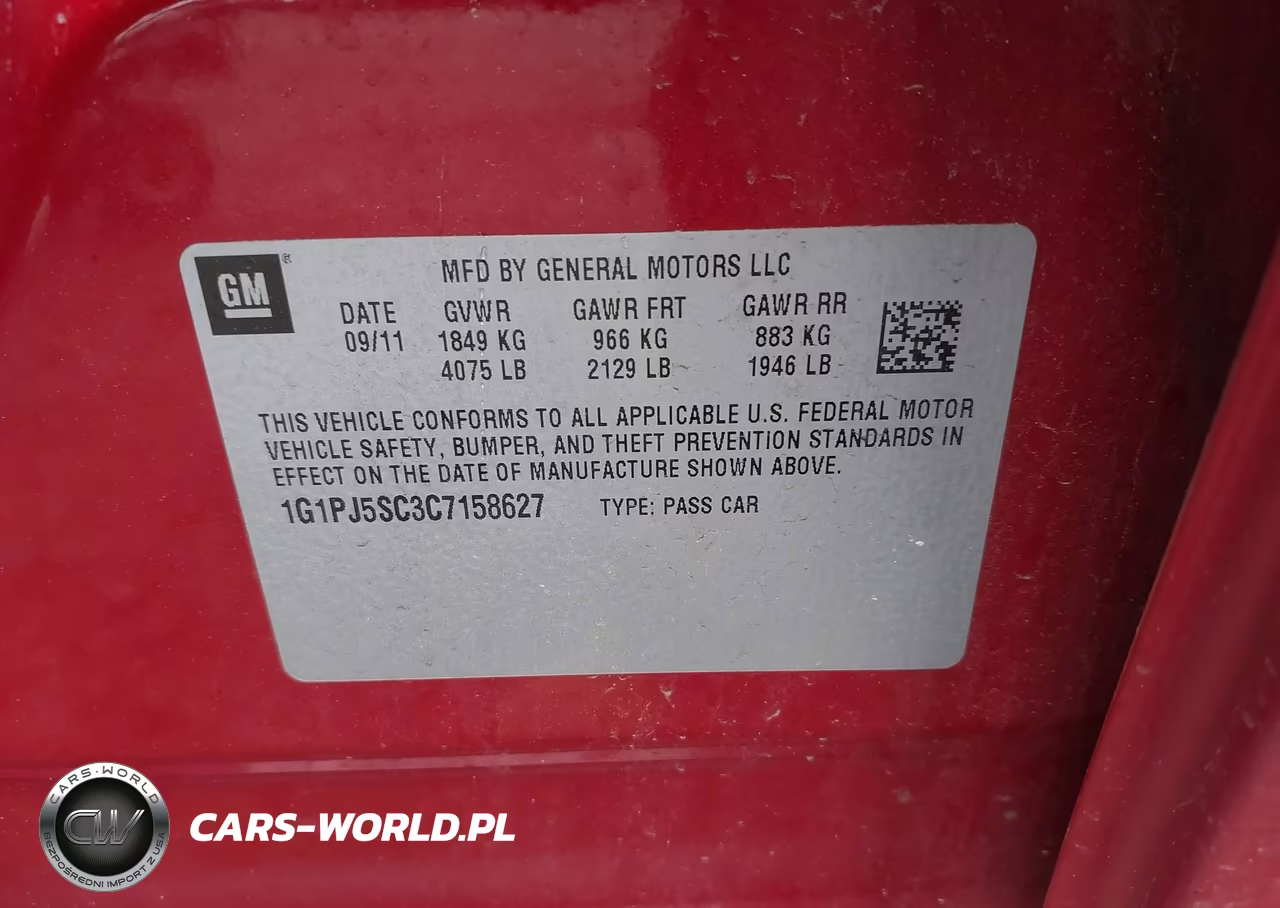2012 Chevrolet Cruze Eco VIN:1G1PJ5SC3C7158627 - 9