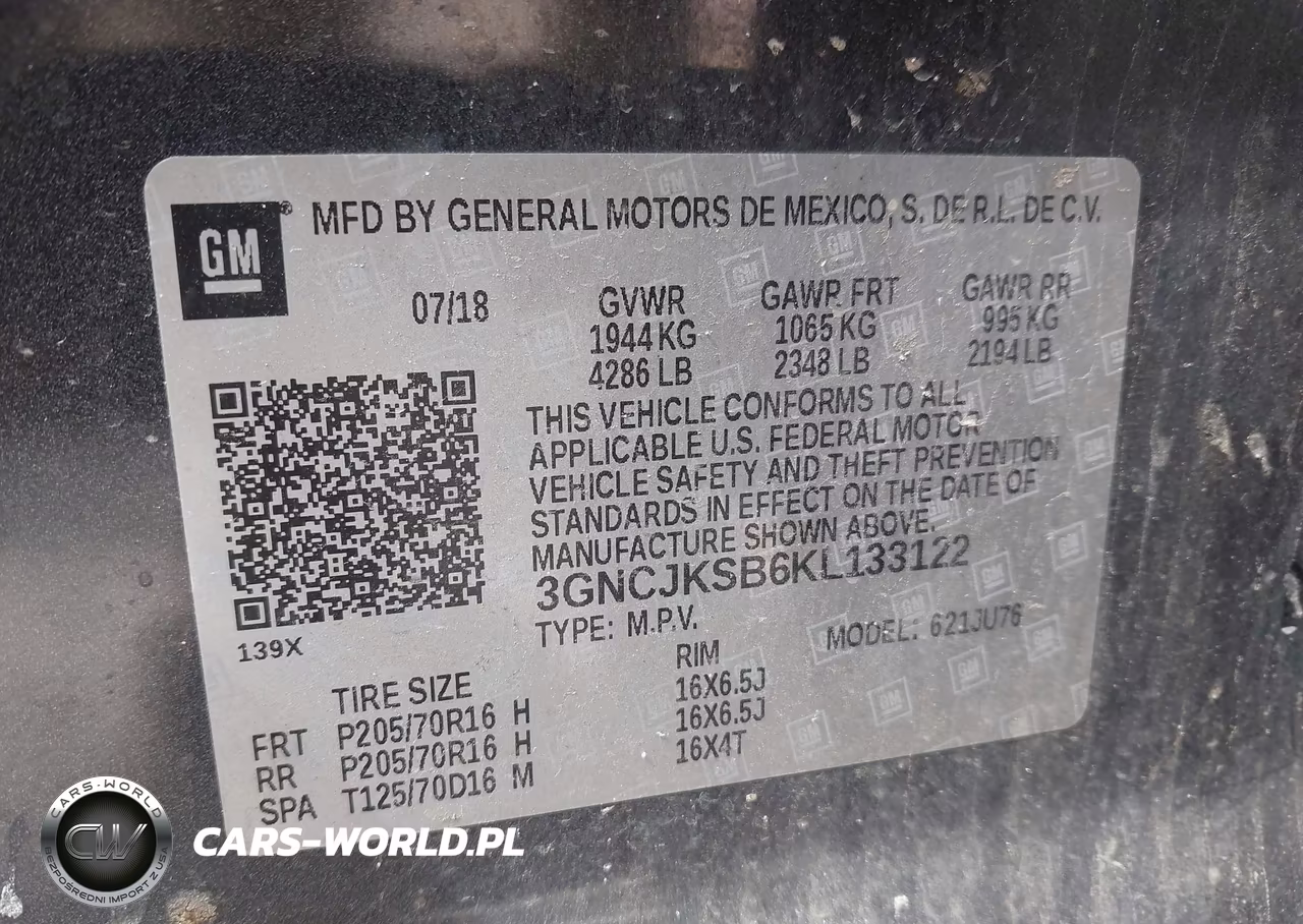 2019 Chevrolet Trax Ls VIN:3GNCJKSB6KL133122 - 9