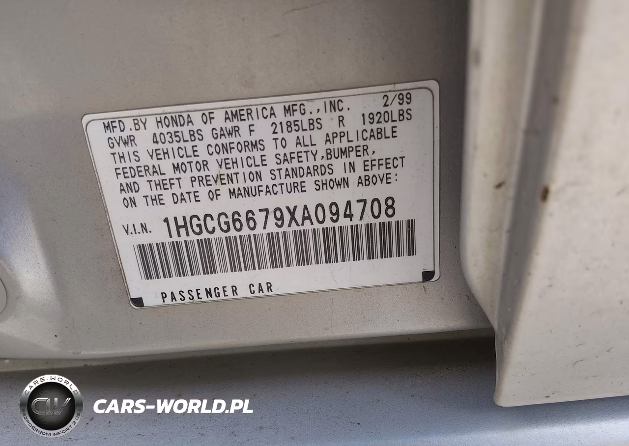 1999 Honda Accord Ex VIN:1HGCG6679XA094708 - 9