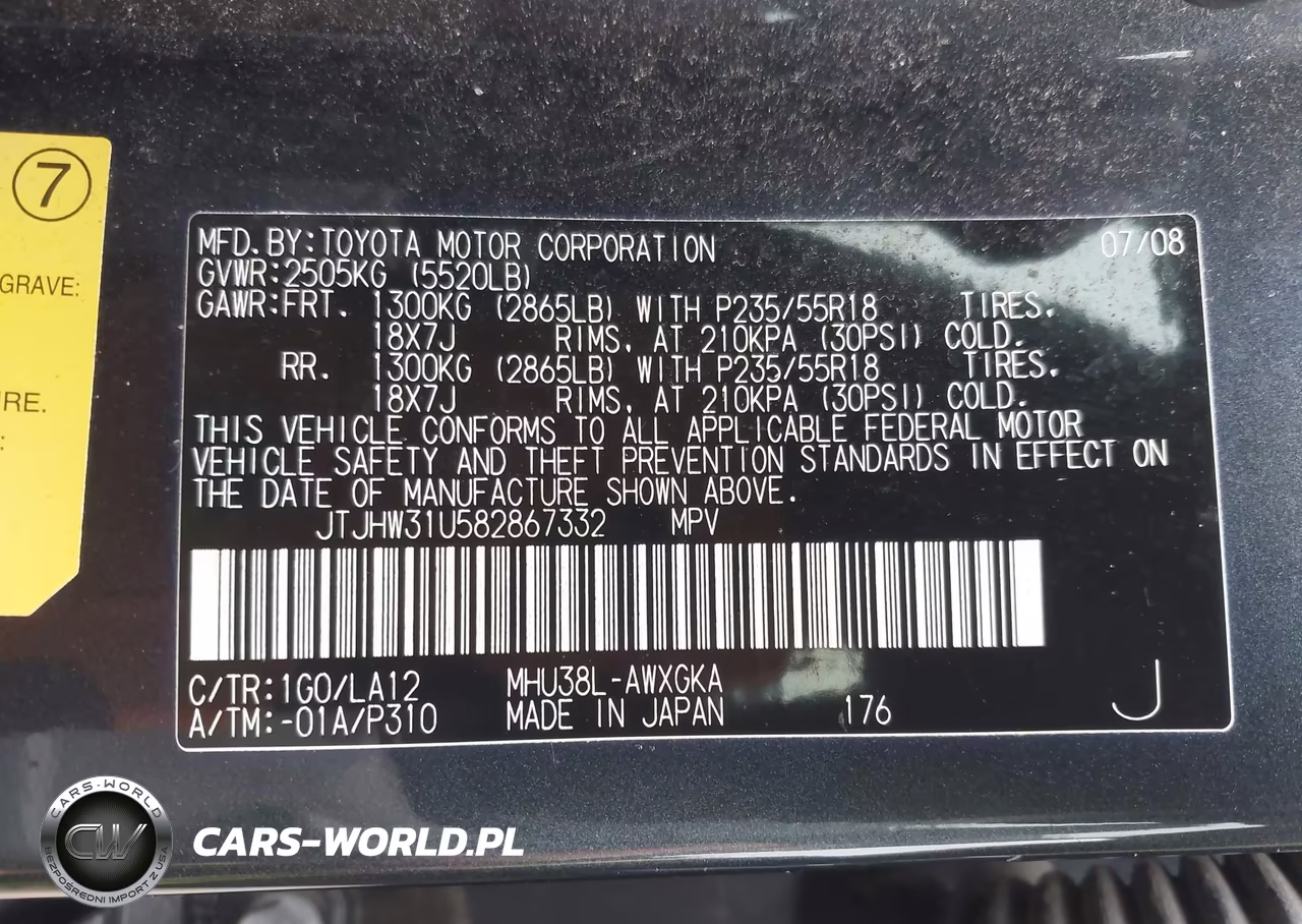 2008 Lexus Rx 400H VIN:JTJHW31U582867332 - 9