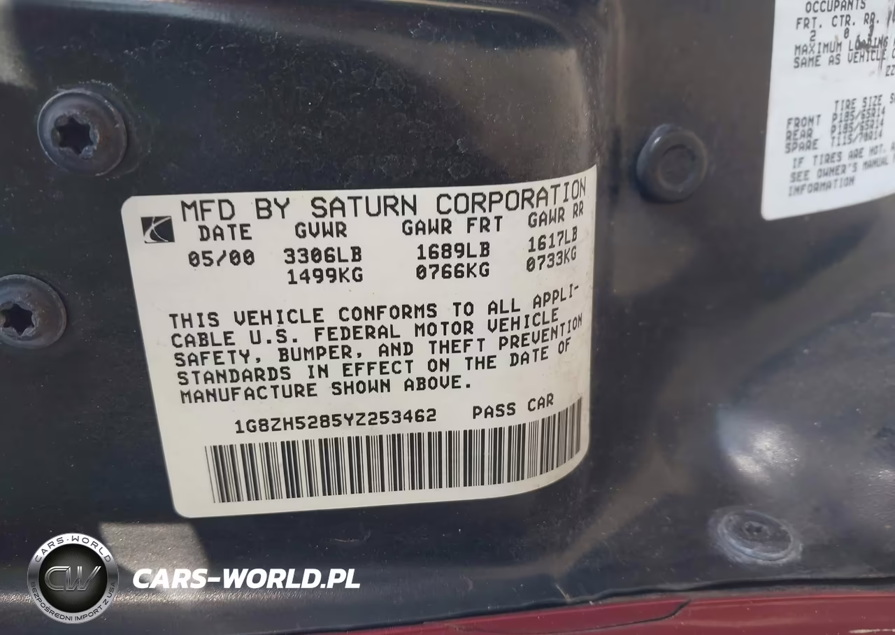 2000 Saturn Sl1 VIN:1G8ZH5285YZ253462 - 9
