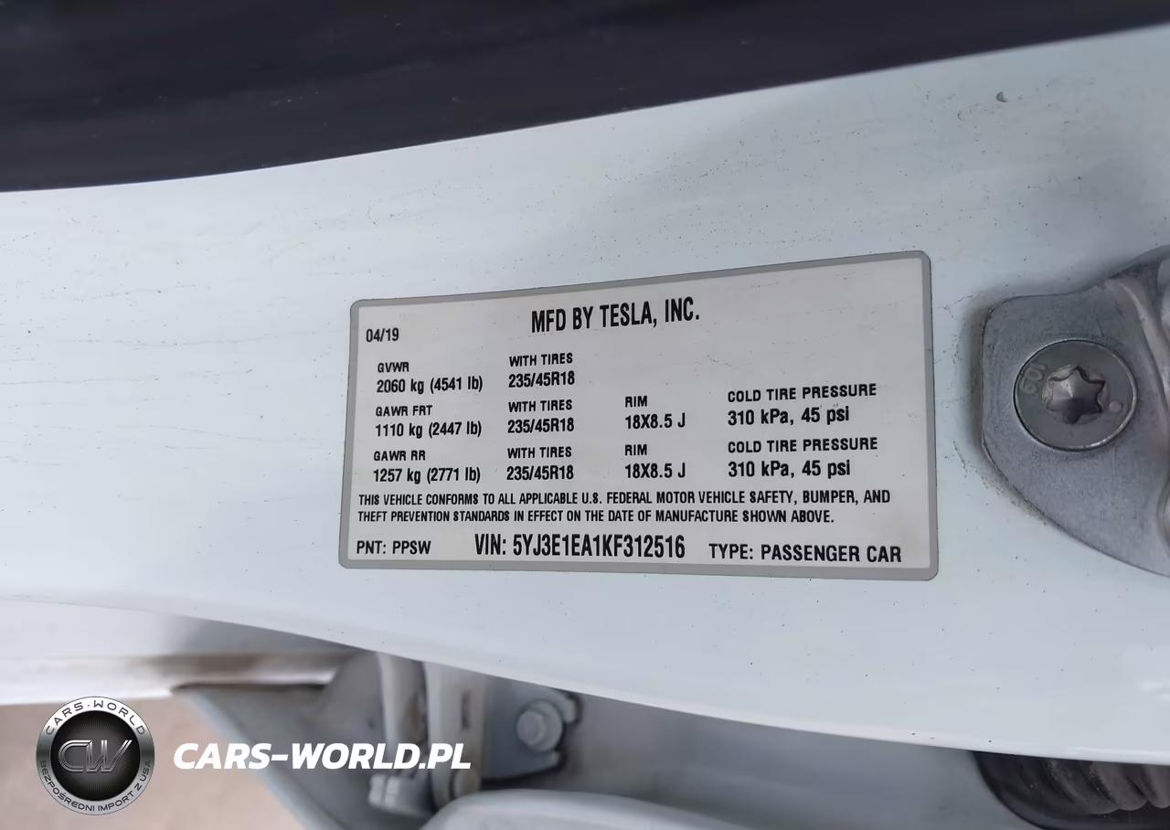 2019 Tesla Model 3 Long Range-Mid Range-Standard Range-Standard Range Plus VIN:5YJ3E1EA1KF312516 - 9
