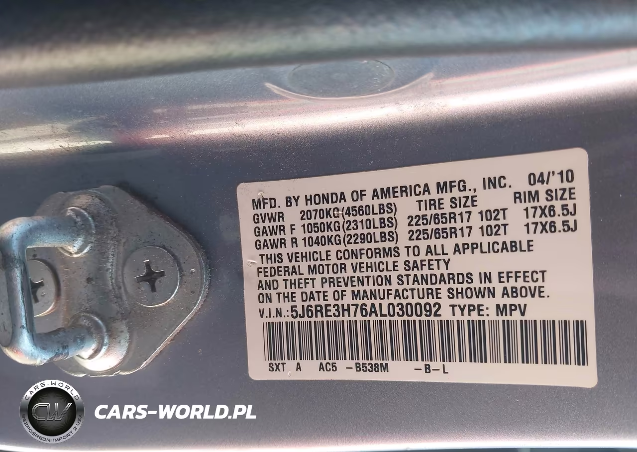 2010 Honda Cr-V Ex-L VIN:5J6RE3H76AL030092 - 9