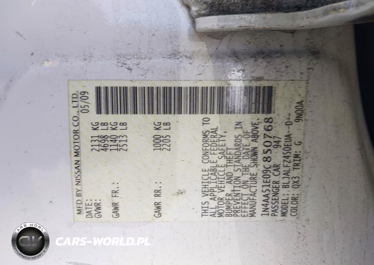 2009 Nissan Maxima 3.5 Sv VIN:1N4AA51E09C850768 - 9