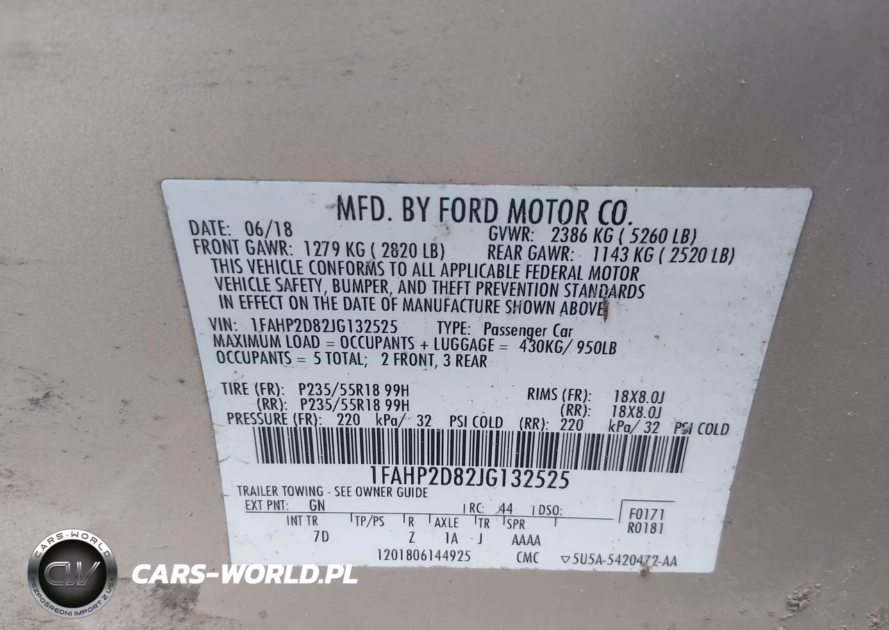 2018 Ford Taurus Se VIN:1FAHP2D82JG132525 - 9