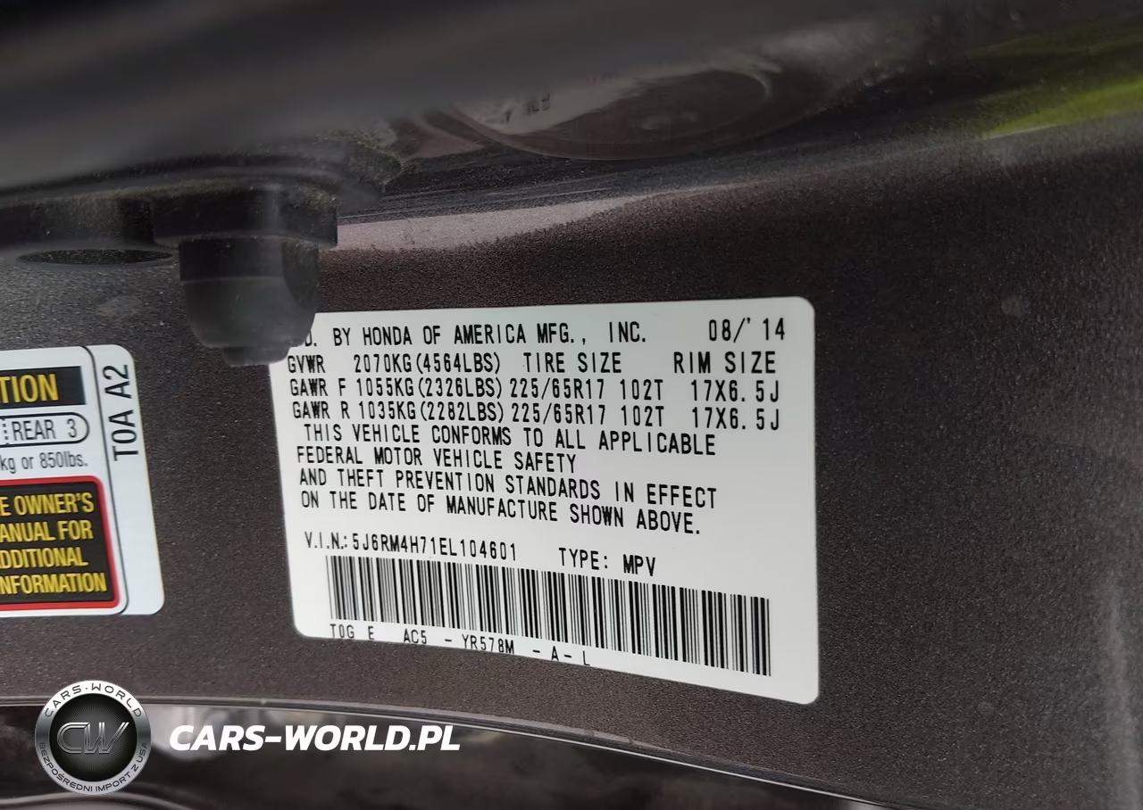 2014 Honda Cr-V Ex-L VIN:5J6RM4H71EL104601 - 9