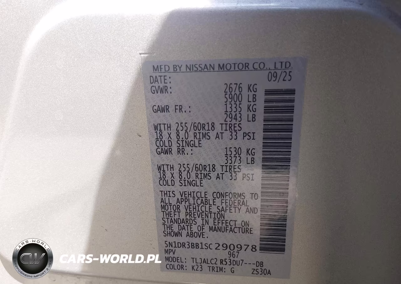 2025 Nissan Pathfinder Sv Fwd VIN:5N1DR3BB1SC290978 - 9
