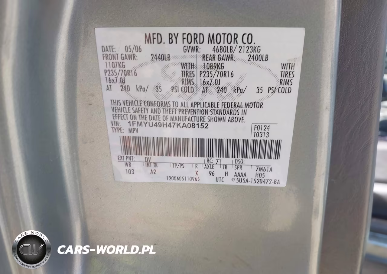2007 Ford Escape Hybrid VIN:1FMYU49H47KA08152 - 9