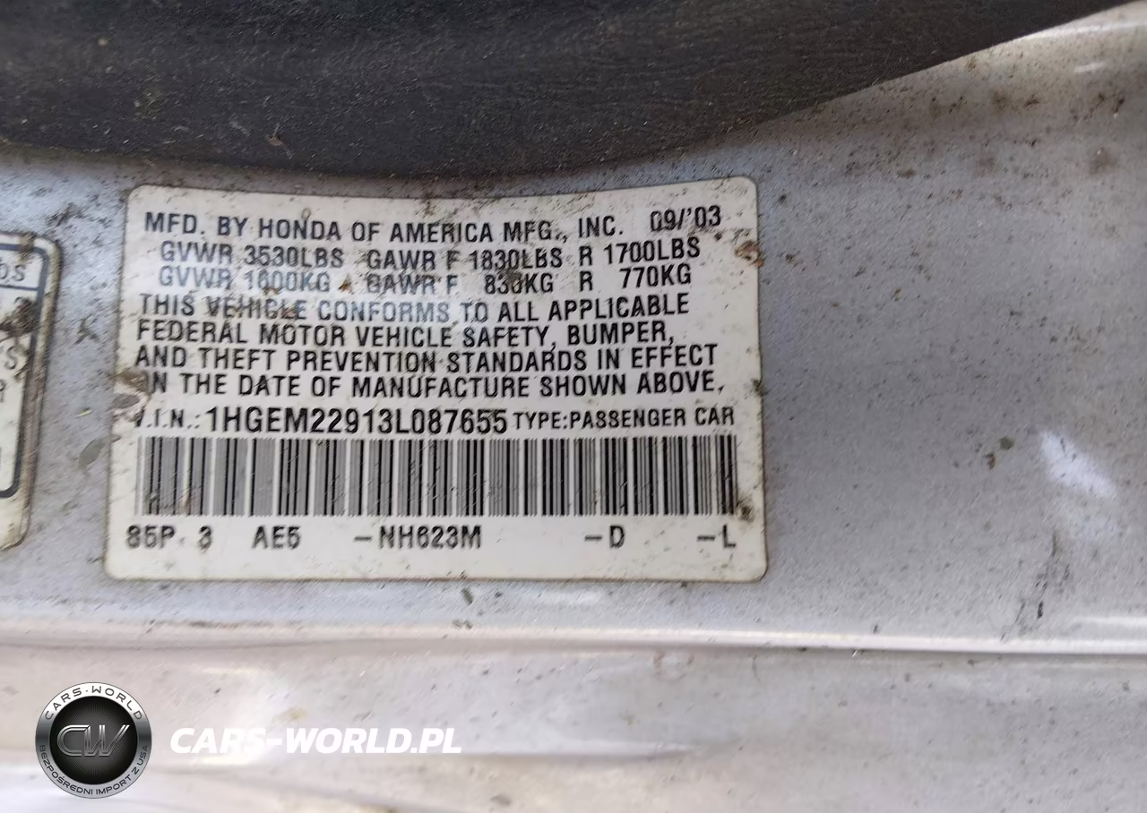 2003 Honda Civic Ex VIN:1HGEM22913L087655 - 9