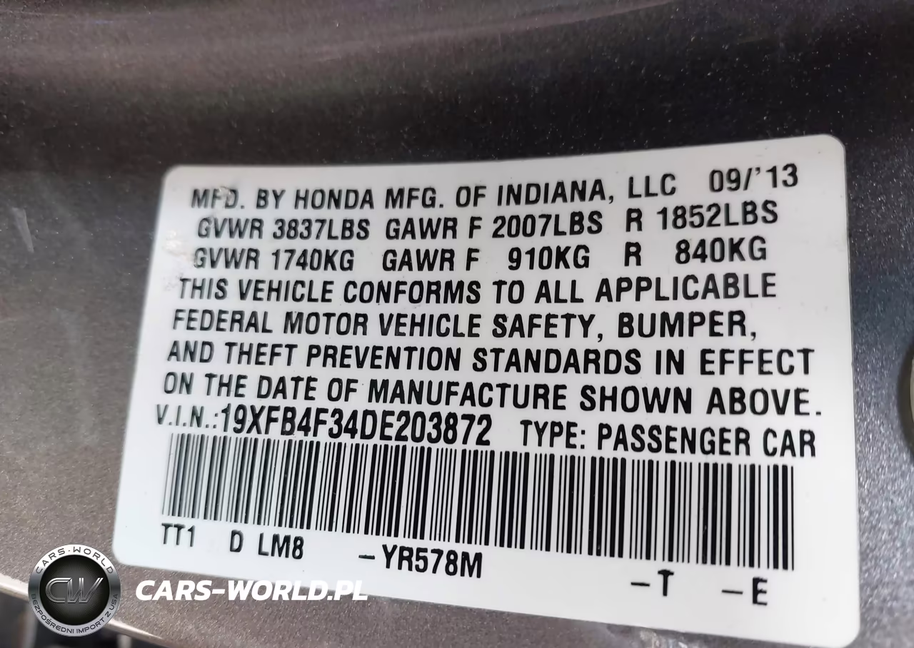 2013 Honda Civic Hybrid VIN:19XFB4F34DE203872 - 9