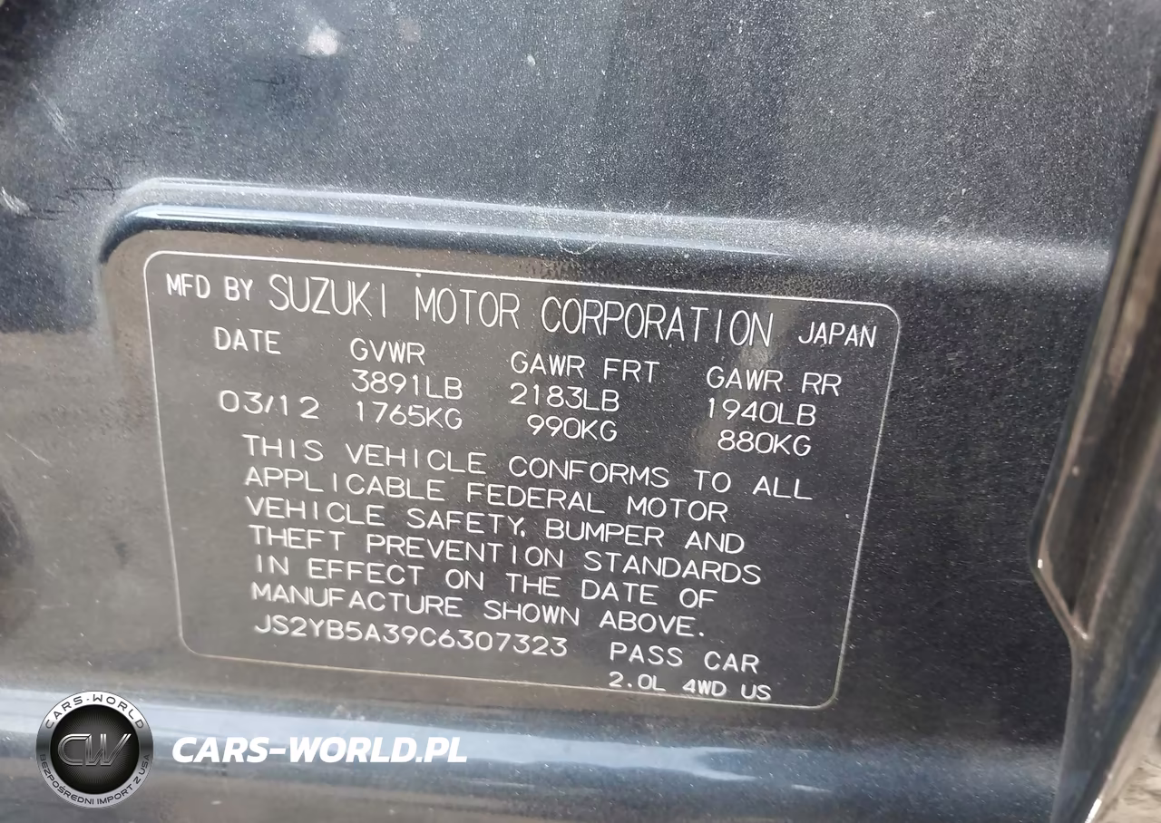 2012 Suzuki Sx4 Premium-Tech Valu Pkg (Nav) VIN:JS2YB5A39C6307323 - 9