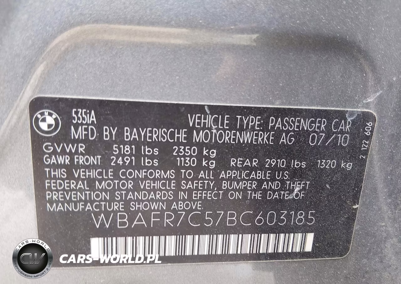 2011 BMW 535I VIN:WBAFR7C57BC603185 - 9