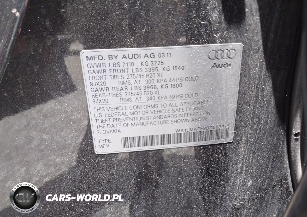 2011 Audi Q7 3.0 Tdi Premium VIN:WA1LMAFE8BD009075 - 9