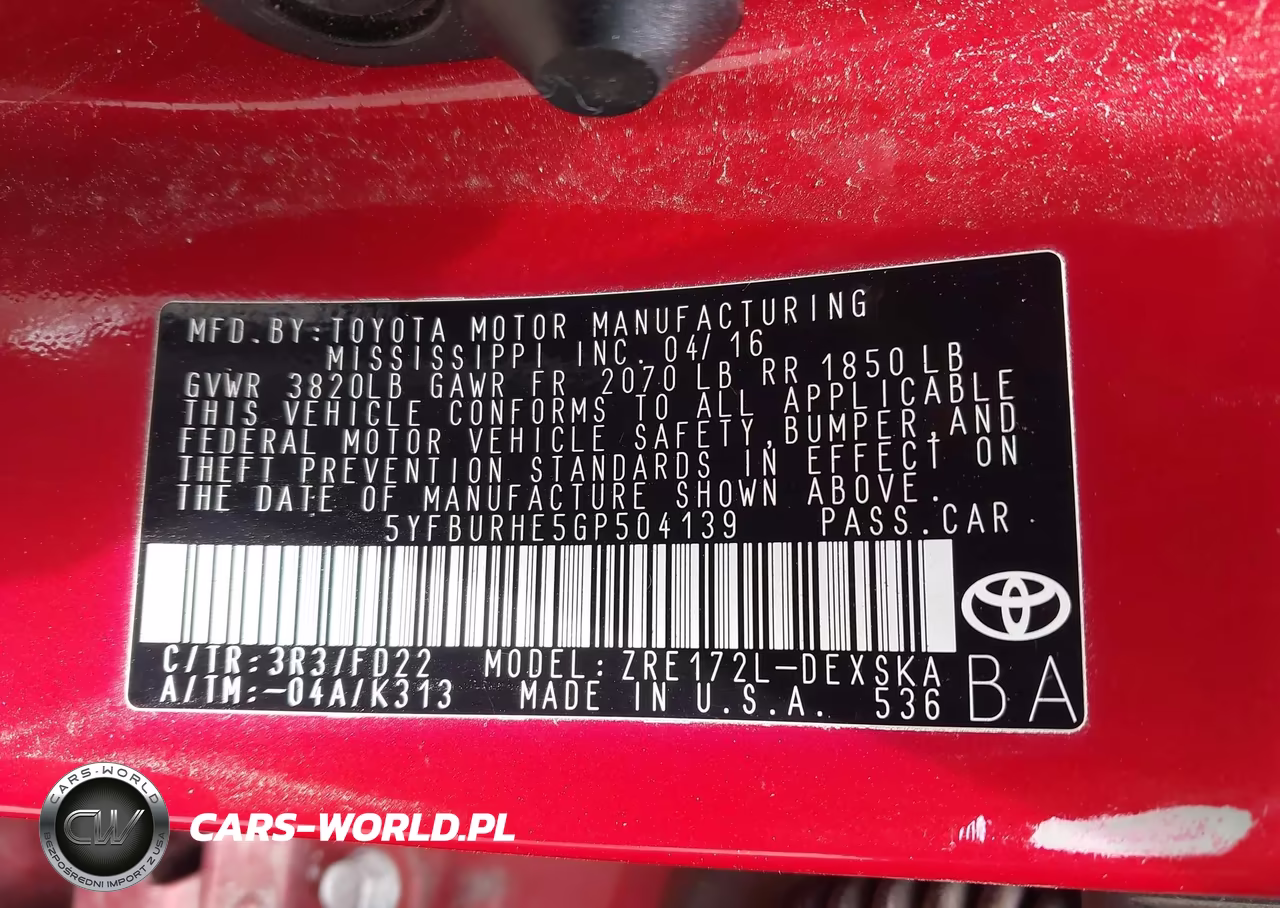 2016 TOYOTA COROLLA S VIN:5YFBURHE5GP504139 - 9