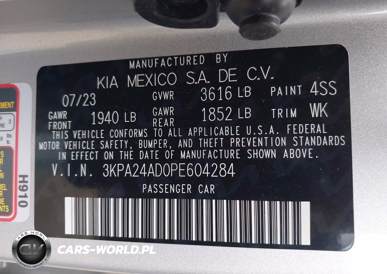 2023 Kia Rio S VIN:3KPA24AD0PE604284 - 9