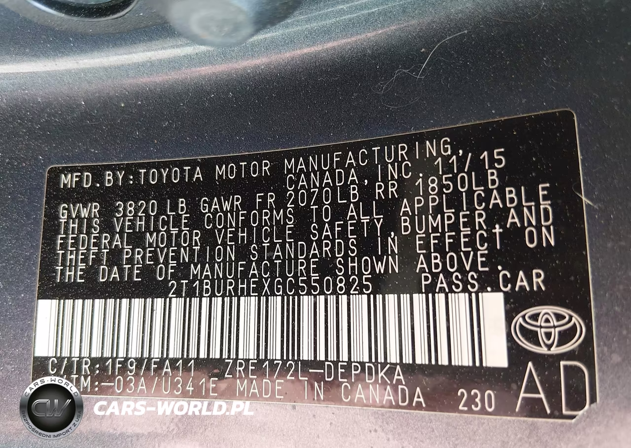 2016 Toyota Corolla L VIN:2T1BURHEXGC550825 - 9