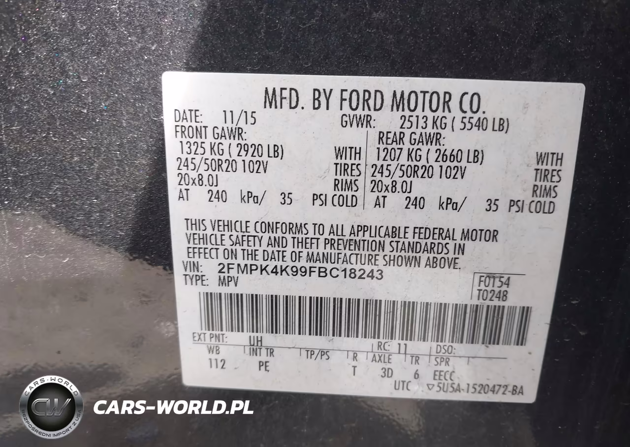 2015 Ford Edge Titanium VIN:2FMPK4K99FBC18243 - 9