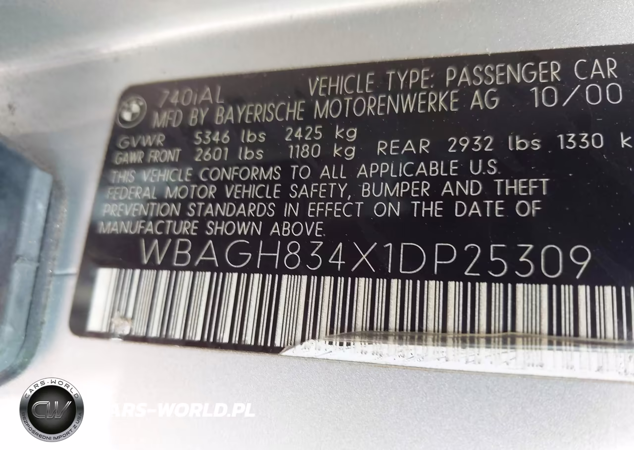 2001 BMW 740Il VIN:WBAGH834X1DP25309 - 9