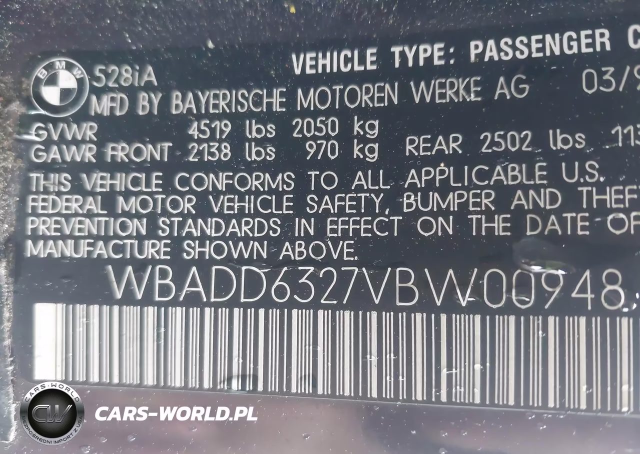 1997 BMW 528I VIN:WBADD6327VBW00948 - 9