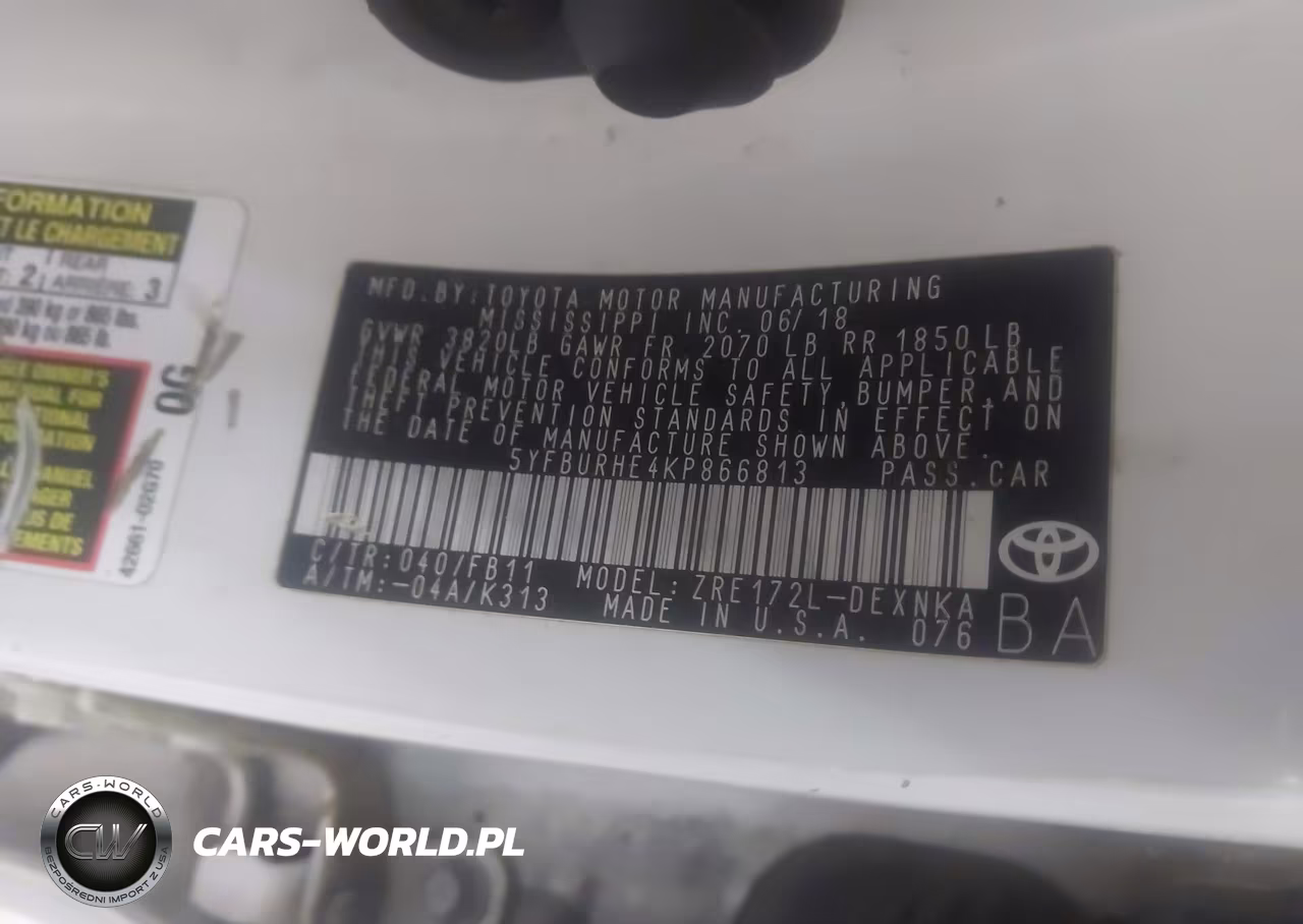 2019 Toyota Corolla Le VIN:5YFBURHE4KP866813 - 9