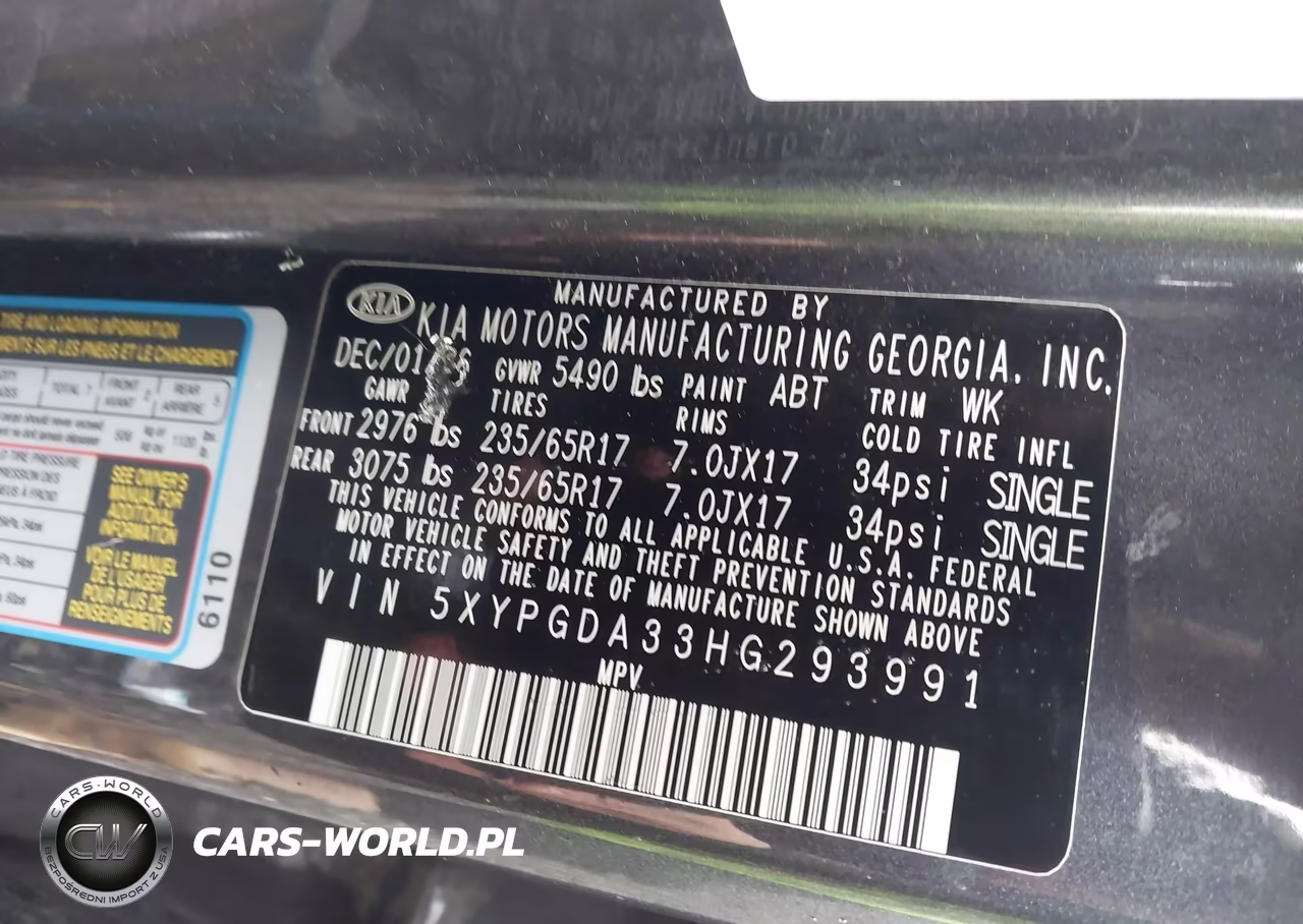 2017 Kia Sorento 2.4L Lx VIN:5XYPGDA33HG293991 - 9