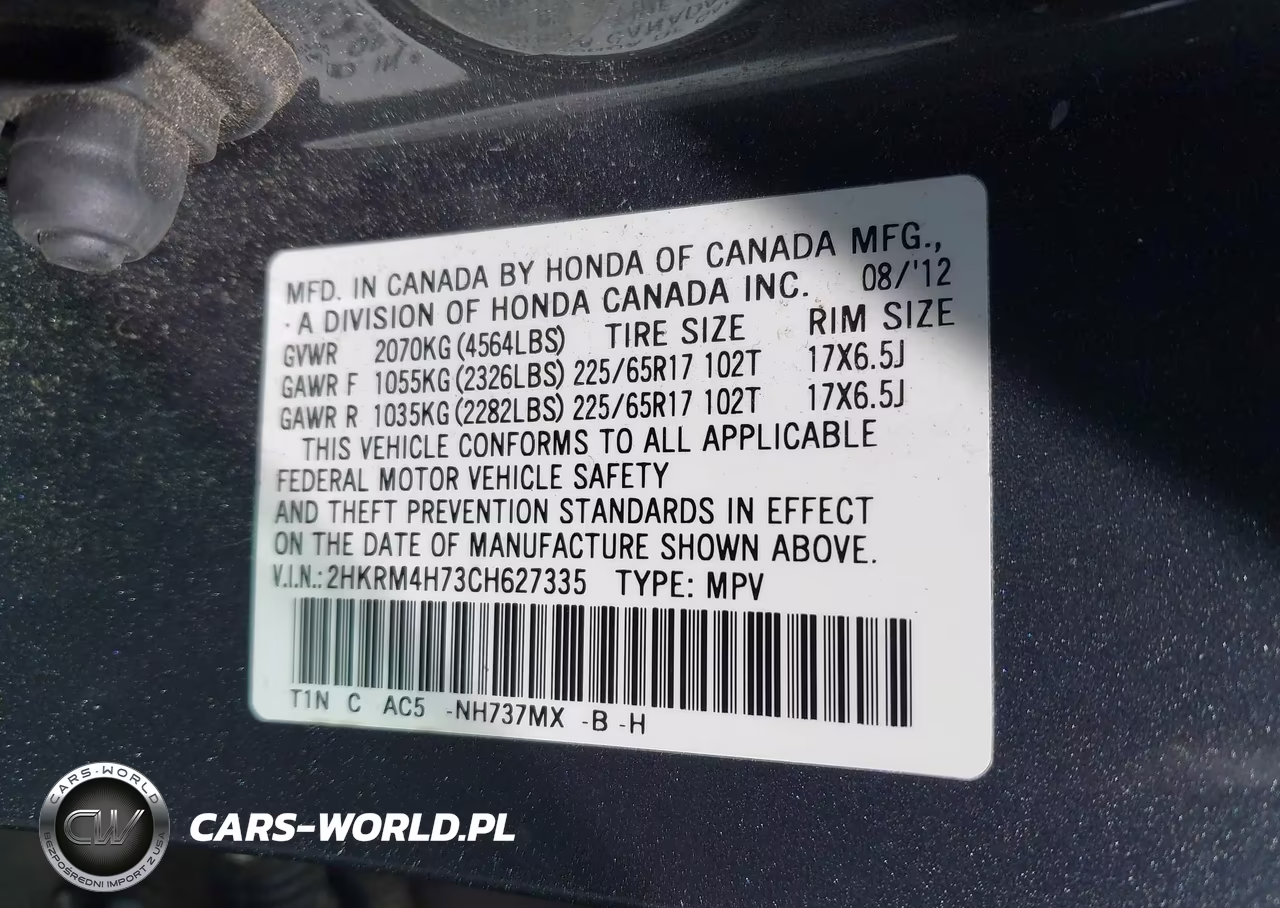 2012 Honda Cr-V Ex-L VIN:2HKRM4H73CH627335 - 9