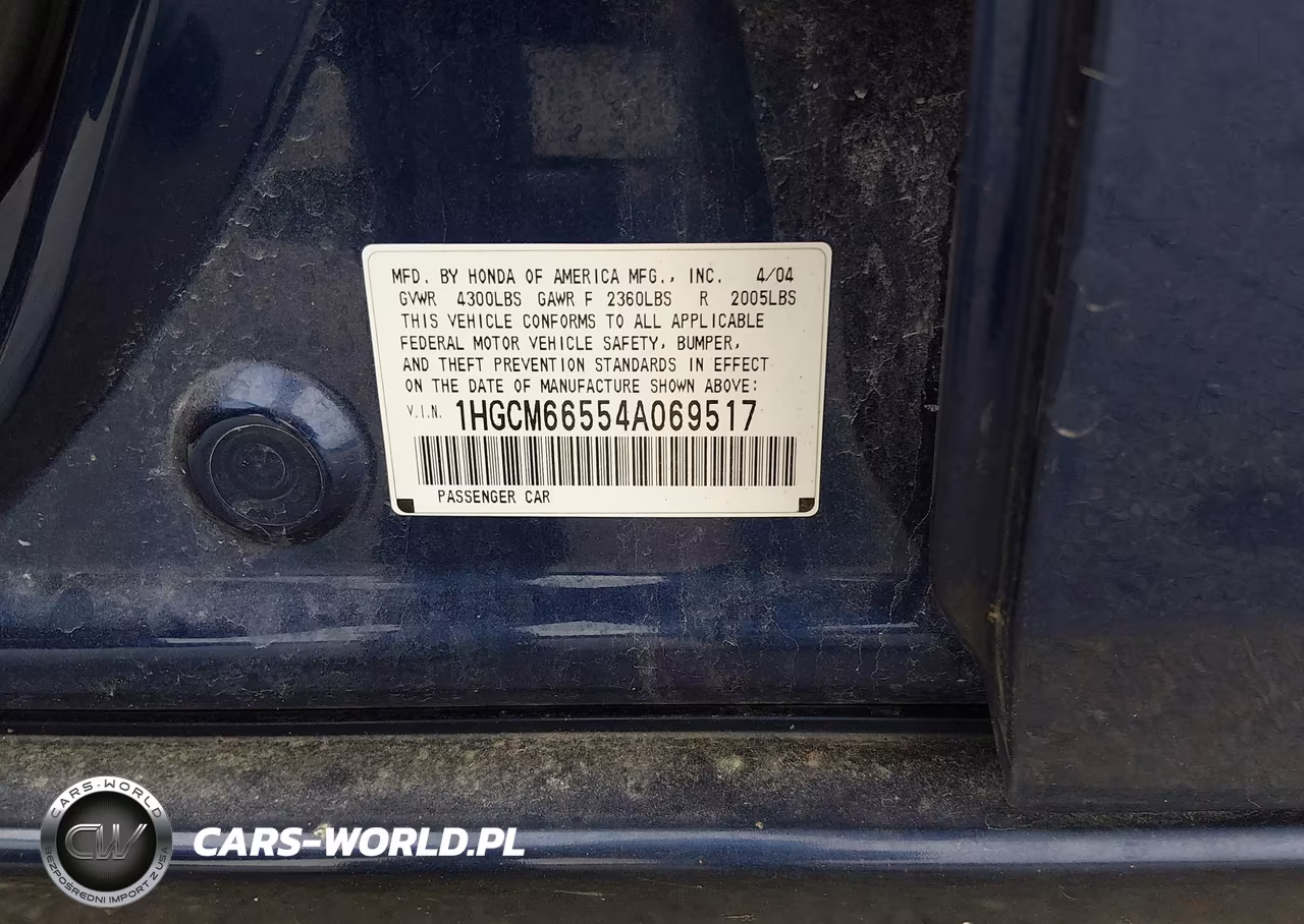 2004 Honda Accord 3.0 Ex VIN:1HGCM66554A069517 - 8