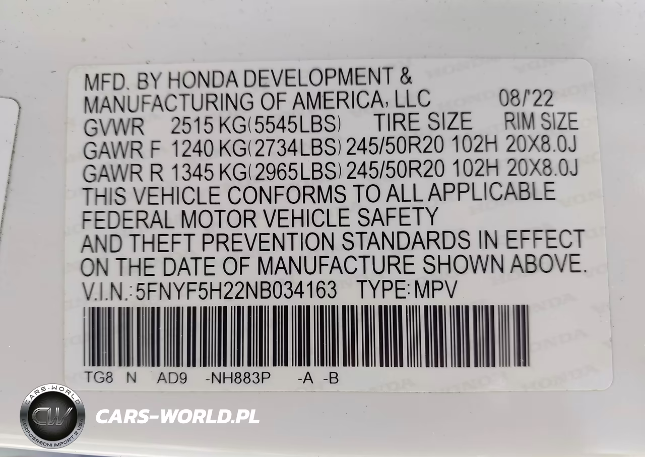2022 Honda Pilot 2Wd Special Edition VIN:5FNYF5H22NB034163 - 9