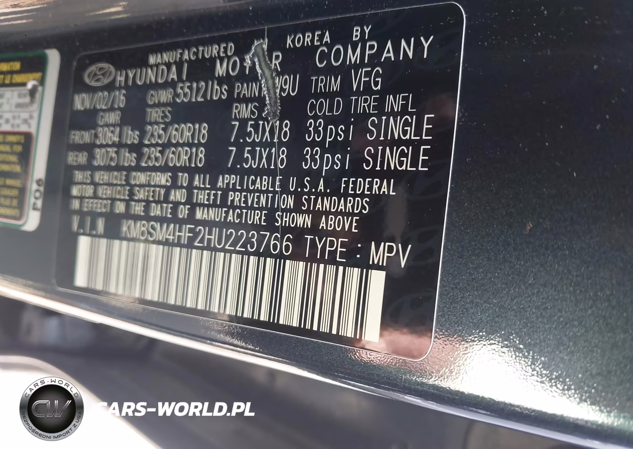 2017 Hyundai Santa Fe Se VIN:KM8SM4HF2HU223766 - 9