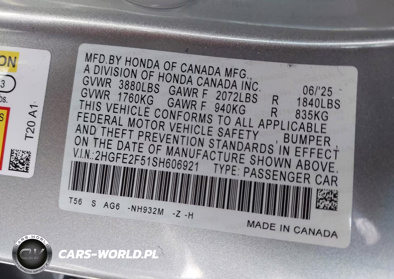 2025 Honda Civic Sport VIN:2HGFE2F51SH606921 - 9