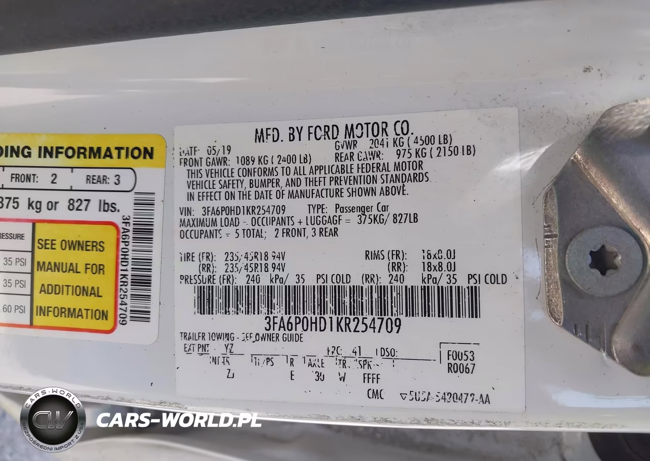 2019 Ford Fusion Se VIN:3FA6P0HD1KR254709 - 9