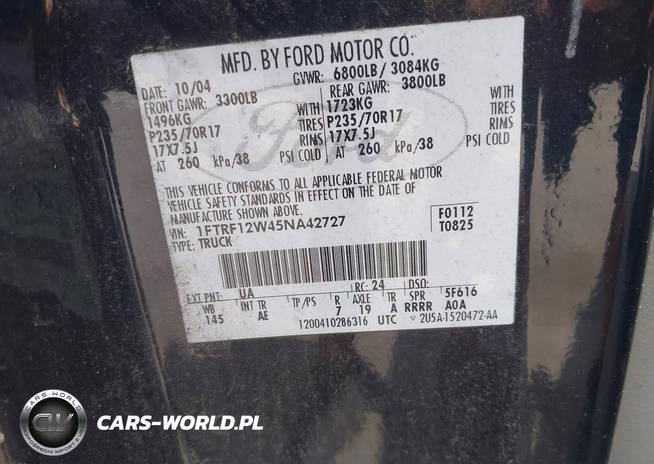 2005 Ford F-150 Stx-Xl-Xlt VIN:1FTRF12W45NA42727 - 9