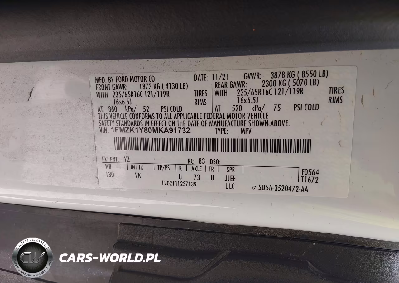 2021 Ford Transit-150 Passenger Van Xl VIN:1FMZK1Y80MKA91732 - 9
