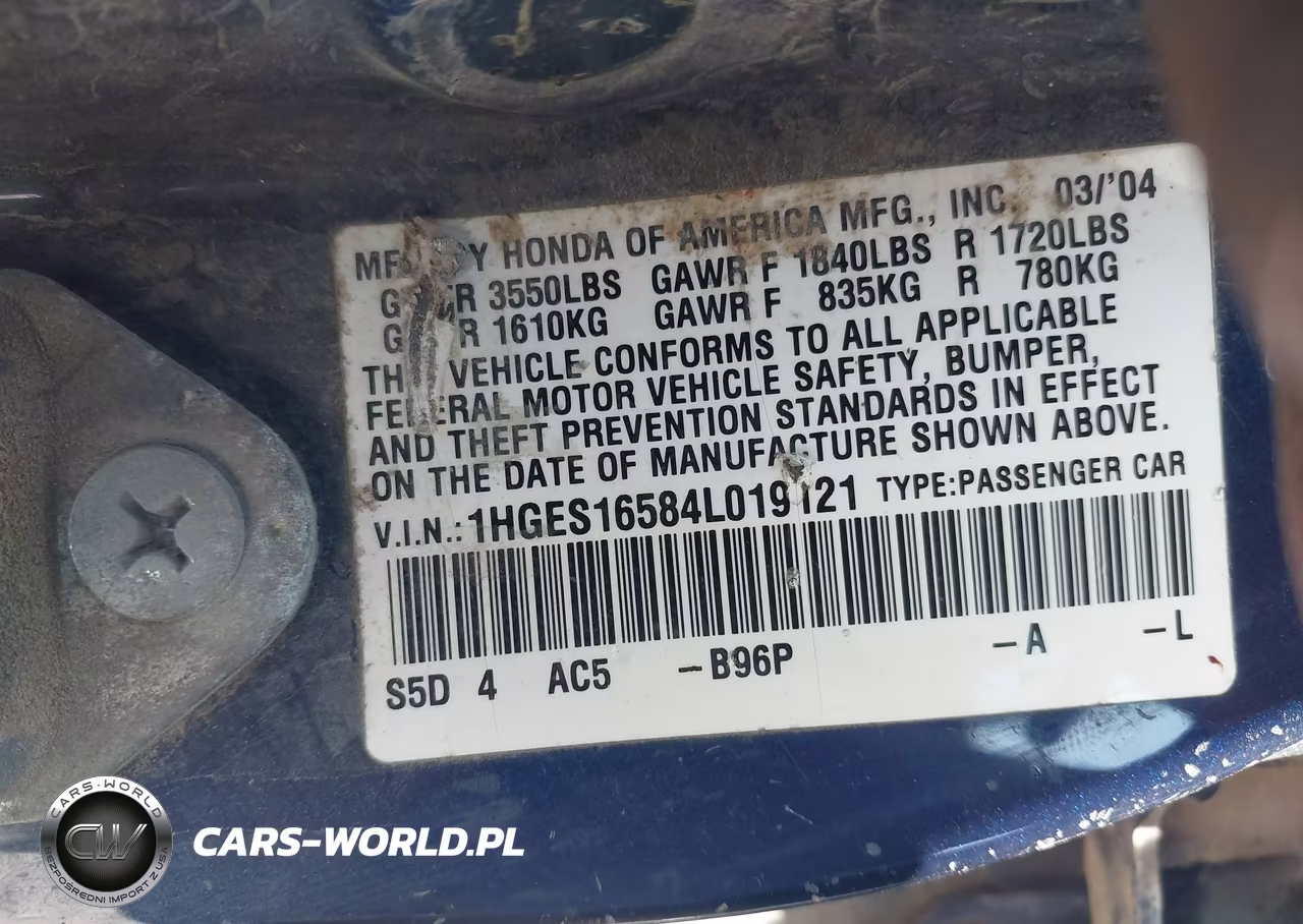 2004 Honda Civic Lx VIN:1HGES16584L019121 - 9