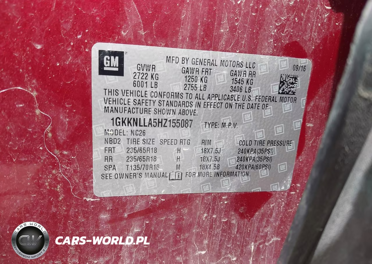 2017 GMC Acadia Sle-2 VIN:1GKKNLLA5HZ155087 - 9