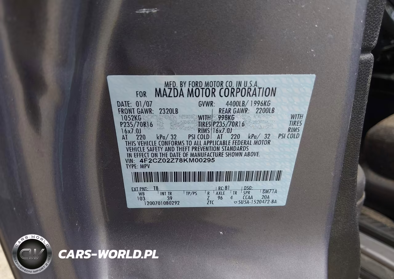 2008 Mazda Tribute I Touring VIN:4F2CZ02Z78KM00295 - 9