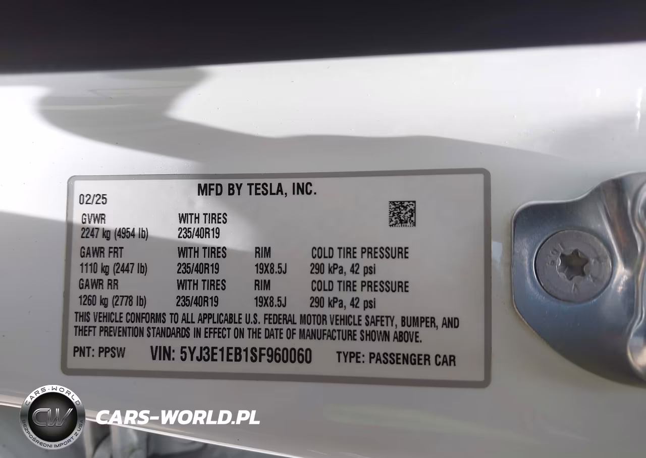 2025 Tesla Model 3 Long Range All-Wheel Drive VIN:5YJ3E1EB1SF960060 - 9