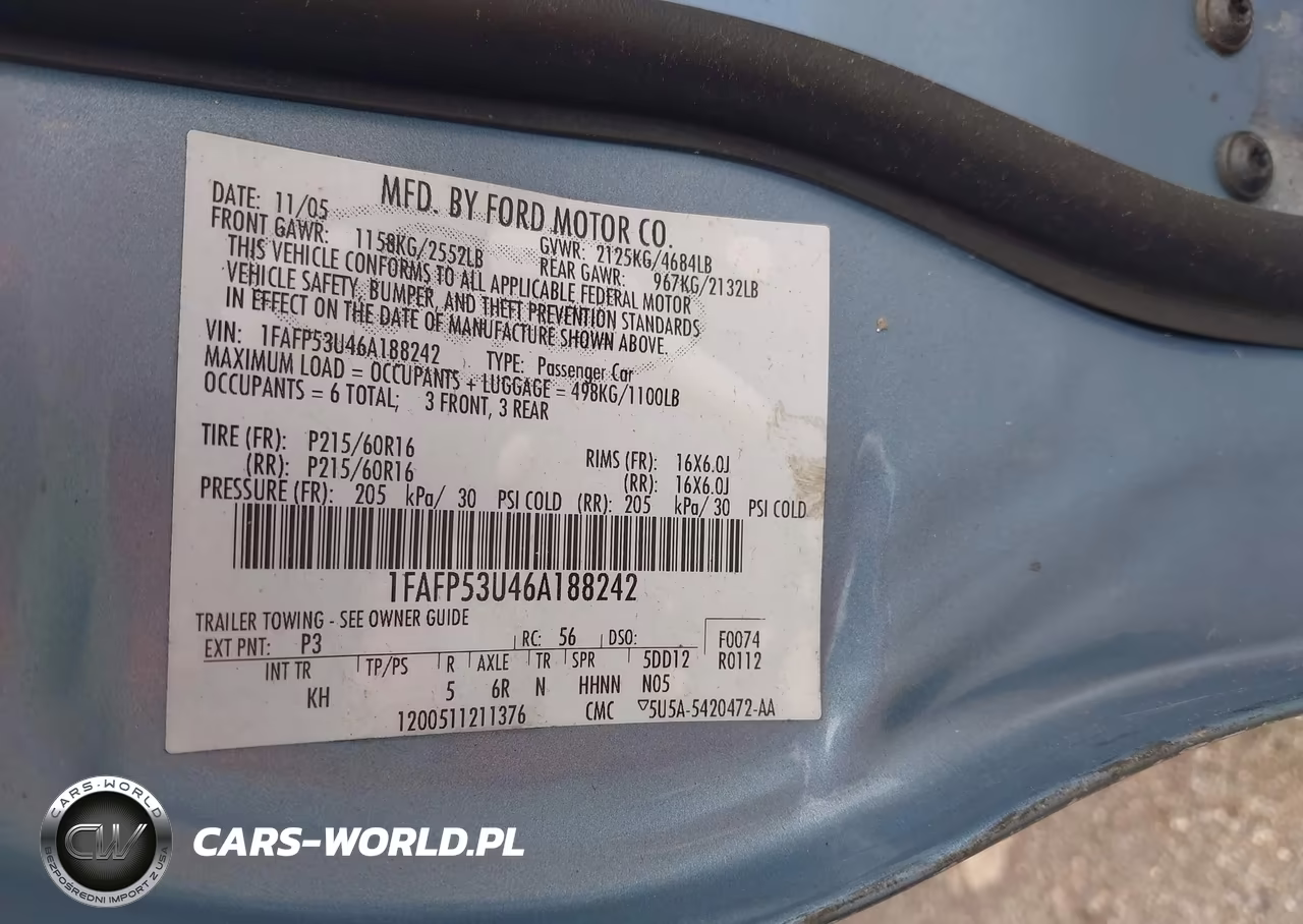 2006 Ford Taurus Se VIN:1FAFP53U46A188242 - 9