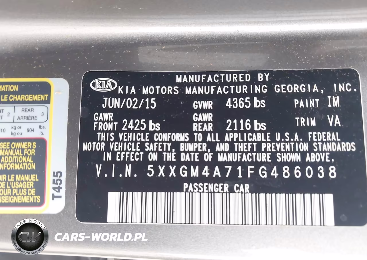 2015 Kia Optima Lx VIN:5XXGM4A71FG486038 - 9