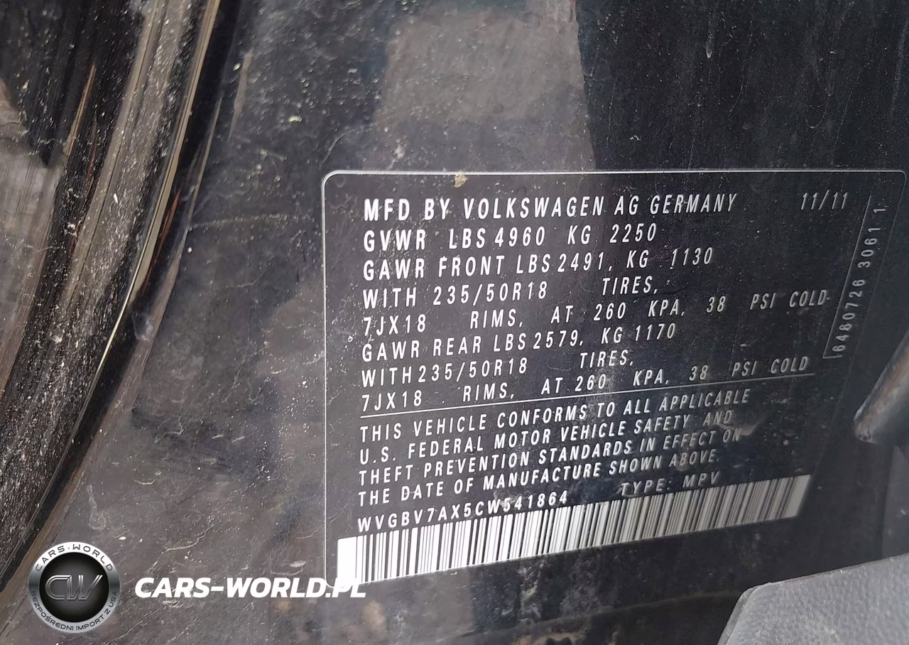 2012 Volkswagen Tiguan Se VIN:WVGBV7AX5CW541864 - 9