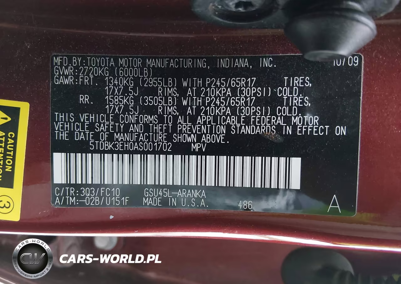 2010 Toyota Highlander Base V6 VIN:5TDBK3EH0AS001702 - 9
