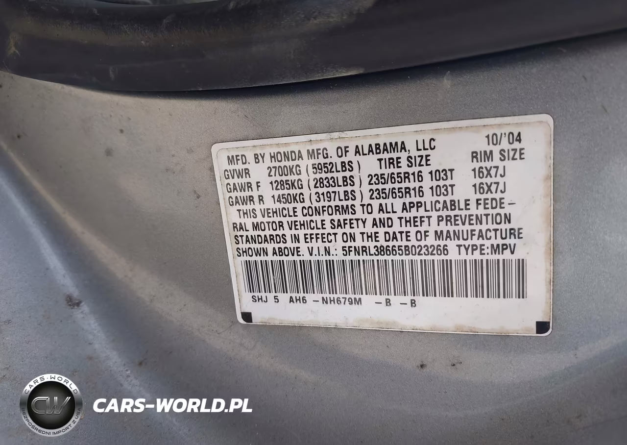 2005 Honda Odyssey Ex-L VIN:5FNRL38665B023266 - 9