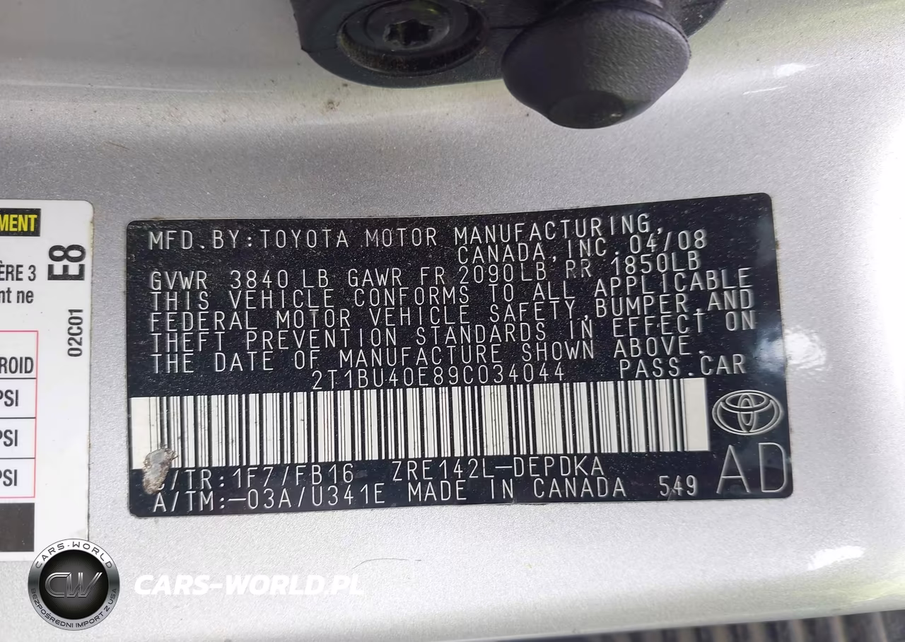 2009 Toyota Corolla Le VIN:2T1BU40E89C034044 - 9