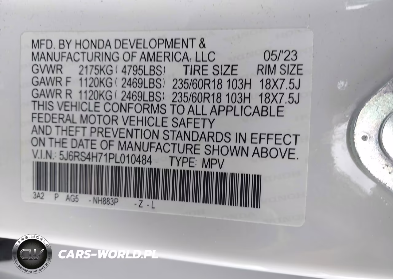 2023 Honda Cr-V Ex-L Awd VIN:5J6RS4H71PL010484 - 9