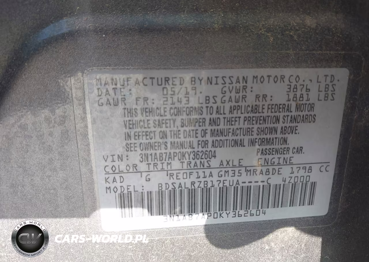 2019 Nissan Sentra Sr VIN:3N1AB7AP0KY362604 - 9