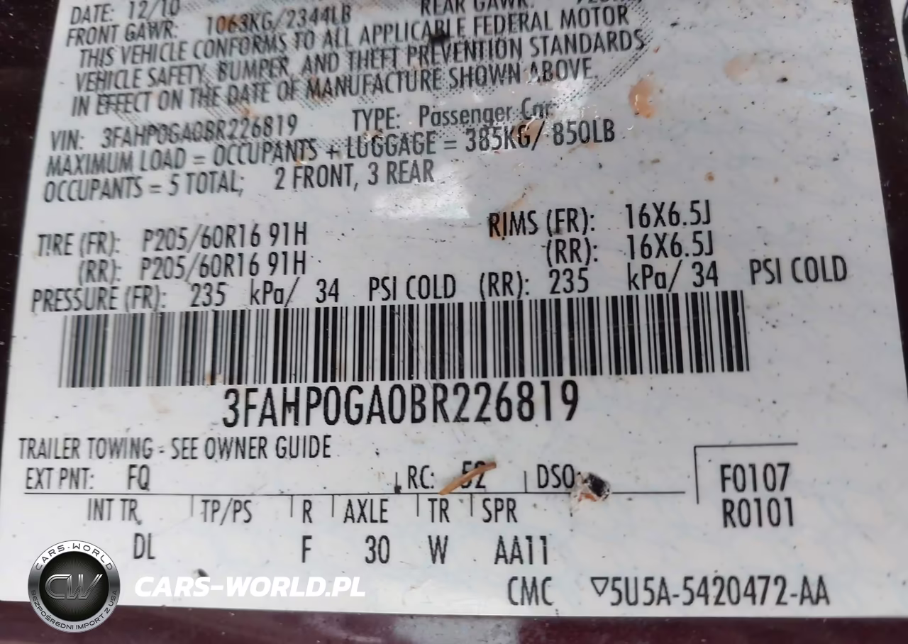 2011 Ford Fusion S VIN:3FAHP0GA0BR226819 - 9